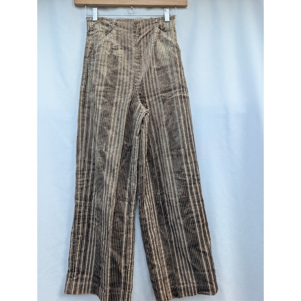 CoutureMade Vero Moda Simon Pants XS Brown Metallic Striped Plisse Whimsigoth